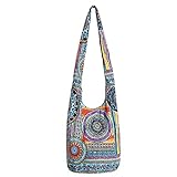 Bohmian Style Schultertaschen Umhängetasche Reise Canvas Bucket Bag bedruckte Tasche Ethnic Style Bag Frauen Baumwolle Hobo Sling Bag (A026#1240)