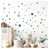 Little Deco 120 Stück Wandsticker Kreise Kinderzimmer Klebepunkte Mint blau Wandtattoo Punkte Wandaufkleber Babyzimmer selbstklebend Deko DL906-2