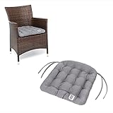 HAVE A SEAT Luxury - Sitzkissen Outdoor, 2er Set Sitzpolster Gartenstuhl (Hellgrau, Grau), Sitzauflage Rattan-Stuhl, bequem, robust, pflegeleicht, waschbar bei 95°C, Trockner geeignet.
