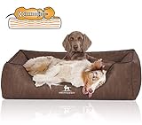 Knuffelwuff Orthopädisches Hundebett Rockland aus Kunstleder XXL 120 x 85cm Braun