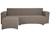 SODERBERGH Sofahusse Ecksofa Recamiere Jacquard Stretch Bezug Dekoration Couch Polstersofa, Farbe Hussen:Beige 411, Größe:Recamiere Links