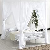 Moskitonetz Doppelbett,opamoo Moskitonetz Bett mit 4 Einträge Groß Tragbares Mückennetz mit Feinmashiges für Reise und Zuhause(Weiß, 190 x 240 x 210cm)