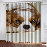 Hundnsney Gardinen Wohnzimmer Modern Mit Ösen 3D Tierwelpe Vorhang Blickdicht Verdunkelung Verdunklungsvorhänge Thermovorhang Hitzeschutz Schlafzimmer Kinderzimmer 2Er Set 240X270cm(HxB)