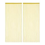 Yiibcio Goldvorhang 2 x Fadenvorhang Fransengardine Fadengardine Fadenstore 90x245 cm
