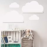 WANDKIND Wolken Set Wandtattoo Passend für Deine IKEA RIBBA/MOSSLANDA Bilderleisten für Babyzimmer Kinderregale (Weiss)