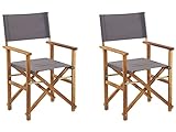 Beliani Zwei stylische Regiestühle aus hellem Akazienholz mit grauen Auflagen Cine