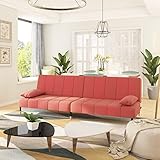 Gecheer 2-Sitzer Schlafsofa Sofa Schlaffunktion Tagesbett Bettsofa Schlafcouch Polstersofa Couch Couchgarnitur Wohnzimmercouch Rosa Samt