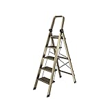 5-Stufen-Leiter aus Aluminiumlegierung, zusammenklappbar, mit 18 cm Anti-Rutsch-Pedal, zusammenklappbare Tritthocker-Leiter für Erwachsene, für Zuhause, Büro, Küche