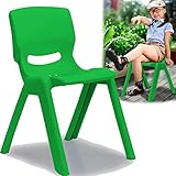Kinderstuhl mit gummierten Füßen bis 100kg belastbar stapelbar und kippsicher Indoor und Outdoor geeignet (aus Kunststoff) (Grün)
