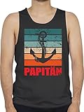 Shirtracer Tank Top Männer - Geschenk zum Vatertag - Papitän Papa Kapitän Geschenk für Bootsfahrer - 3XL - Schwarz - Vatertagsgeschenk von Kindern Herrentag ausgefallene Vatertagsgeschenke - BCTM072