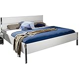 Jugendbett Noel 180 * 200 Kunstleder weiß + chromfarbig Jugend Schlafzimmer Jugendliege Bettliege Bettgestell Doppelbett
