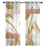 Homxi Blickdichter Vorhang Wohnzimmer 2er Set,2 x 132W x 138H cm,Vorhänge Blickdicht Jugendzimmer Gelb Rose Geometriemuster Vorhänge Ösen
