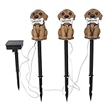 Asixxsix LED-Solar-Gartenleuchte, 3 Stück 41cm Welpe Hund Statue Willkommen Zeichen Lampe wasserdicht im Freien Landschaft Pfahl Licht dekoratives Licht für Garten, Rasen, Terrasse, Weg