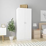 JUNZAI Kleiderschrank, Schrank, Schlafzimmerschrank, Mehrzweckschrank, Schrank Schlafzimmer, Kellerschrank, Wardrobe Bedroom, Weiß 80×52×180 cm Spanplatte