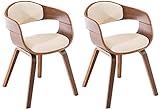 CLP 2er Set Stühle Kingston Kunstleder Mit Rückenlehne Und Polsterung I Lehnstuhl Mit Holzgestell, Farbe:walnuss/Creme