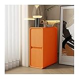 Nachttisch Orangefarbener Nachttisch aus Kunstleder, ultraschmal, Holz-Nachttisch, Beistelltisch, Nachttisch, platzsparendes Design for Wohnzimmer, Schlafzimmer, Büro, fertig montiert Nachtschrank ( S