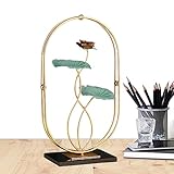 Pomrone Metalllotus, Leichte, luxuriöse Blumenfigur aus Metall mit Kristallsockel, Ästhetische Kunstdekoration aus Eisen für Wohnzimmer, Schlafzimmer, Büros und Heimdekoration