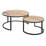 Invicta Interior Industrial Couchtisch 2er Set Vienna Lounge 70cm rund Mangoholz mit Wienergeflecht Wohnzimmertisch Tische Satztische