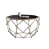Niedriger Tisch, Mitteltisch Für Wohnzimmer, Couchtisch Aus Schwarzem Glas Mit Metallrahmen, Moderner Akzent-sofatisch Für Büro, Studio Und Hotel, 66 * 66 * 45 Cm(Size:66 * 66 * 45cm,Color:Gold)