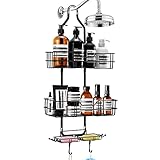 URMI Duschablage zum Hängen, 3-Stufig Duschablage Ohne Bohren zum Hängen mit Seifenablage Badezimmer Organizer Shampoo Halterung für Dusche Edelstahl Duschregal Ohne Bohren Schwarz