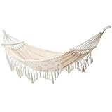 Garten-Hängematte für Zwei Personen, Strand Urlaub Camping Klettern, Wandern, Picknick im Freien- White||200 * 150CM