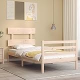Tidyard Massivholzbett mit Kopfteil Bettgestell Holzbett Doppelbett/Einzelbett Holzbetten Bettrahmen Seniorenbett Gästebett Jugendbett Bett Holz