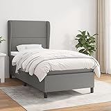 Tidyard Boxspringbett mit Matratze Gästebett Jugendbett Bettrahmen Polsterbett Hotelbett Schlafzimmerbett Bett mit Kopfteil Designerbett Doppelbett/Einzelbett Seniorenbett Dunkelgrau 80x200 cm Stoff