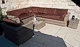 Ragnarök-Möbeldesign PolyRattan Lounge - Deutsche Marke - eigene Produktion - 8 Jahre Garantie auf UV Beständig - Garten Möbel Natur-Farben H Rundrattan Gartenmöbel Alu