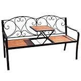 CLoxks Gartenbank Double Bank mit anheblichen kleinen Couchtisch Sofa Stuhl Outdoor Gartenbank Garten Balkon Freizeit Schmiedeeiserne Kunststoff Holzbank Bänke für Garten