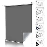 smartdemo Verdunklungsrollo ohne Bohren & mit Bohren, Klemmrollo Fensterrollo Dunkelgrau 50x130cm (BxH), Thermorollo Sichtschutz und Sonnenchutz, Klemmrollo rollos für Fenster & Tür