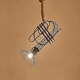 OUSIKA Starke langlebige Kreativität Saxophon Horn Shade Retro Industrial Kronleuchter Vintage E27 Pendelleuchte Eisen Metall Hängeleuchte Edison verstellbare Deckenleuchten Dekor for Loft Restaurant