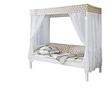 Himmelbett Massivholz Kiefer inkl.Tüll-Set Braun Weiß