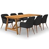 JUNZAI 7-TLG. Garten-Essgruppe, Esstisch Mit Stühlen Set, Gartenmöbel Sitzgruppe, Balkon Möbel, Garten Lounge Set, Schwarz