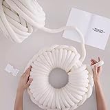 FIYSON Sperrige Armstricken Wolle,Grob Gestrickte Kuscheldecke,500g Länge ca 25M,Roving Garn zum Handstricken Häkeln,Grobe Isländische Wolle,Weiches Wollgarn Teppiche Kissen Haustier Bett Sofa(Weiss)