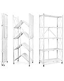 QWORK KüChenregal , Badregal , Regal Metall , Storage Shelves , Faltbar , Keine Installation Erforderlich , 240 Kg Belastbar , 5 RegalböDen , Weiß