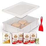 DELICRET - Starter-Kit Pizzateig | 4x Caputo Pizzeria + 1x Caputo Semola + 1x Caputo Trockenhefe + 1x Pizzaspachtel + 1x Pizza Box mit Deckel & Flyer mit Original Pizza Teig Rezept | Gärbox Pizzateig