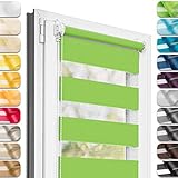 Estika® Doppelrollo Klemmfix ohne Bohren - 90 cm x 150 cm - Grün - 27 Stoff Farben, Tag und Nacht Duo Rollo, Rollos für Fenster ohne Bohren, Fenster sichtschutz (90 cm Stoffbreite)