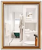 JUNZAI Wandmontierter Kosmetikspiegel, wandmontierter Spiegel im Vintage-Stil, rechteckig – Glas-Silberspiegel, Kosmetikspiegel, Holzrahmen für Schlafzimmer, Wohnzimmer, Flur (Größe: 40 x 50 c