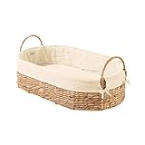 Geuther Moses Nest Babynest Tragekorb ruhiger Schlafplatz für Babys aus natürlichem Korbgeflecht waschbar mit atmungsaktiver Matratze aus 100% Bio Baumwolle Farbe: Beige, 5.66 kilograms