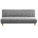 CXYKN Stretch ohne Armlehnen Futon-Bezug, weicher Jacquard-Sofa-Bettbezug, Rutschfester elastischer Boden, Sofabezug, Möbelschutz für Wohnzimmer, Katze, Hund, Hellgrau, 190–210 cm