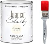 CHALK PAINT Elfenbein 2022 & Pinsel – Shabby Chic Vintage Extra Opace (1 Liter) + Professioneller Pinsel (40 mm)