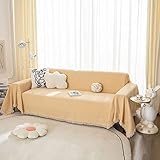 Homxi Sofabezug Dreisitzer,Sofahusse Universel Einfarbig Sofa Überwürfe Chenille Sofa-Handtuch Khaki Sofa Überzug Decke 180x180CM