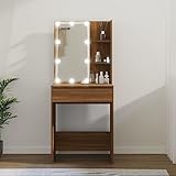 UYSELA Home Sets Schminktisch mit LED Eiche braun 60x40x140 cm