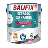 BAUFIX Express Deckfarbe weiss, matt, 2.5 Liter, Wetterschutzfarbe, Holzfarbe, langlebig, geeignet für Holz/Putz/Mauerwerk/Möbel/Zäune