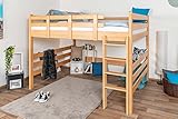 Hochbett 160 x 200 cm 'Easy Premium Line' K23, Buche Massivholz Natur lackiert, teilbar