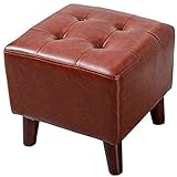 Fußhocker Ottomane Ottomane PU-Leder Fußhocker Sofa Haushalt Wohnzimmer Couchtisch Hocker (Rotbraun)