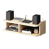 FLBT Router-Rack, Massivholz-Wandregal, Stanzfreier Router-Rahmen, Set-Top-Box, Aufbewahrungsbox, Wandmontierte Desktop-Aufbewahrungsbox, Multifunktionale Wlan-Halterung/Wood Color/48 * 23 * 16Cm