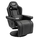 SMAX Gaming Stuhl mit Fußstütze Ergonomischer drehbarer PU-Leder Gaming Stuhl mit hoher Rückenlehne mit Verstellbarer Rückenlehne Becherhalter Seitentasche Gamer Stühle für Erwachsene Schwarz