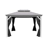 Sojag Stahl-Pavillon 4x5 m Messina Garten-Pavillon Terasse-n-Überdachung Aluminium-Pavillon Gazebo Pavillion Sonnenschutz Moskitonetz wasserdicht stabil robust wetterfest langlebig Winterfest