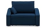 BETTSO -Sofa Sessel mit Schlaffunktion Schlafsessel Gästebett Klappsofa Bettfunktion mit Bettkasten Couch Sofagarnitur Salon Jugendzimmer - Rodrigo 90 (Dunkelblau)